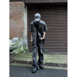 撞色格子短袖衬衫男美式复古街头宽松休闲百搭慵懒风513DX196P28，男装T恤，星座513