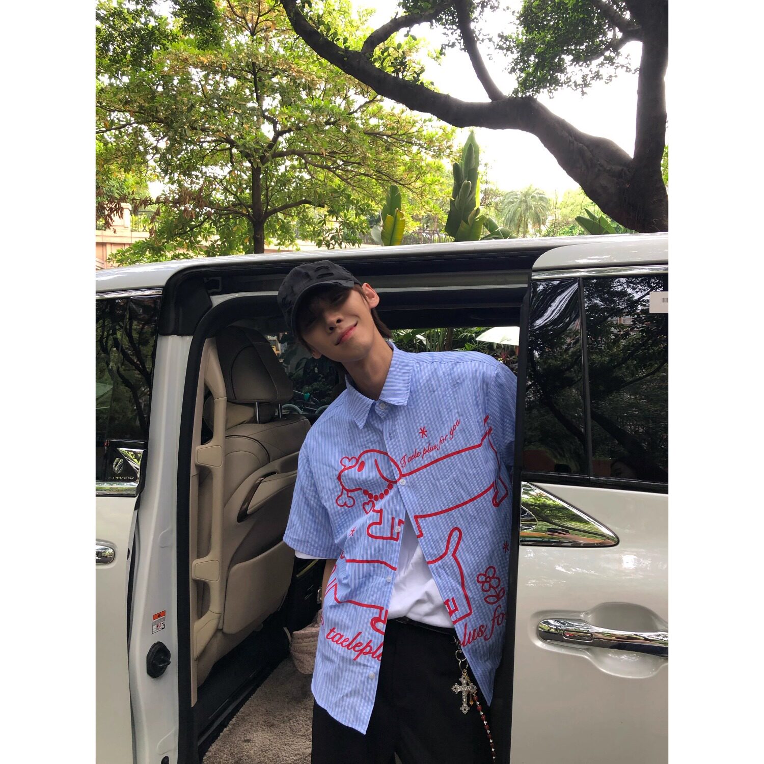 条纹短袖衬衫男生夏季趣味腊肠狗印花美式小清新衬衣韩系别致上衣,男装T恤,星座513
