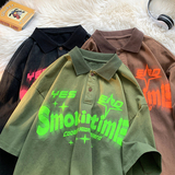 夏季新款水洗做旧PL衫男女短t袖印花宽松美潮男2309P50514-7，男装Polo衫，星座513