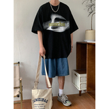 夏季欧美高街复古潮流重磅美式涂鸦宽松圆领T恤男2313P35514-7，男装T恤，星座513
