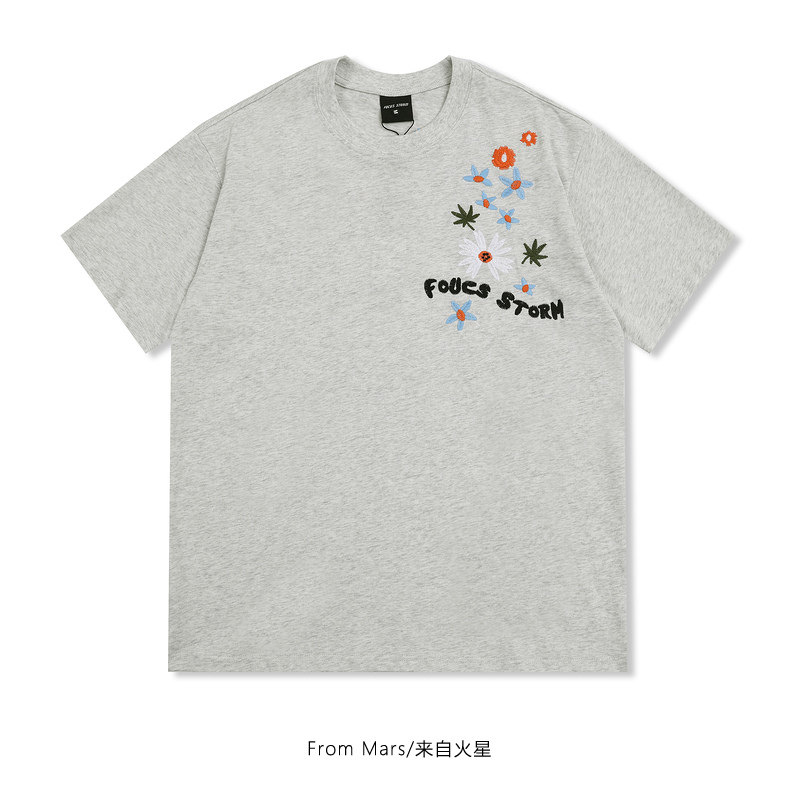 高品质纯棉短袖宽松落肩款白墨印花尺码513DX188P25,男装T恤,星座513