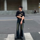 美式复古蓝做旧微喇叭牛仔裤直筒裤夏男女513CK032P36，男装牛仔裤，星座513