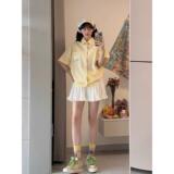 多巴胺韩版时尚慵懒感夏男女宽松休闲百搭短袖衬衫513DX171P40，男装T恤，星座513