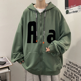 新款秋季连帽卫衣男潮字母植绒印花拉链开衫外套514-7WY03P60，男装卫衣，星座513