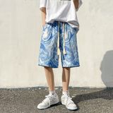 扎染冰丝短裤男夏季薄款潮流休闲宽松情侣五分裤513DK1455P28，商品下架区，星座513