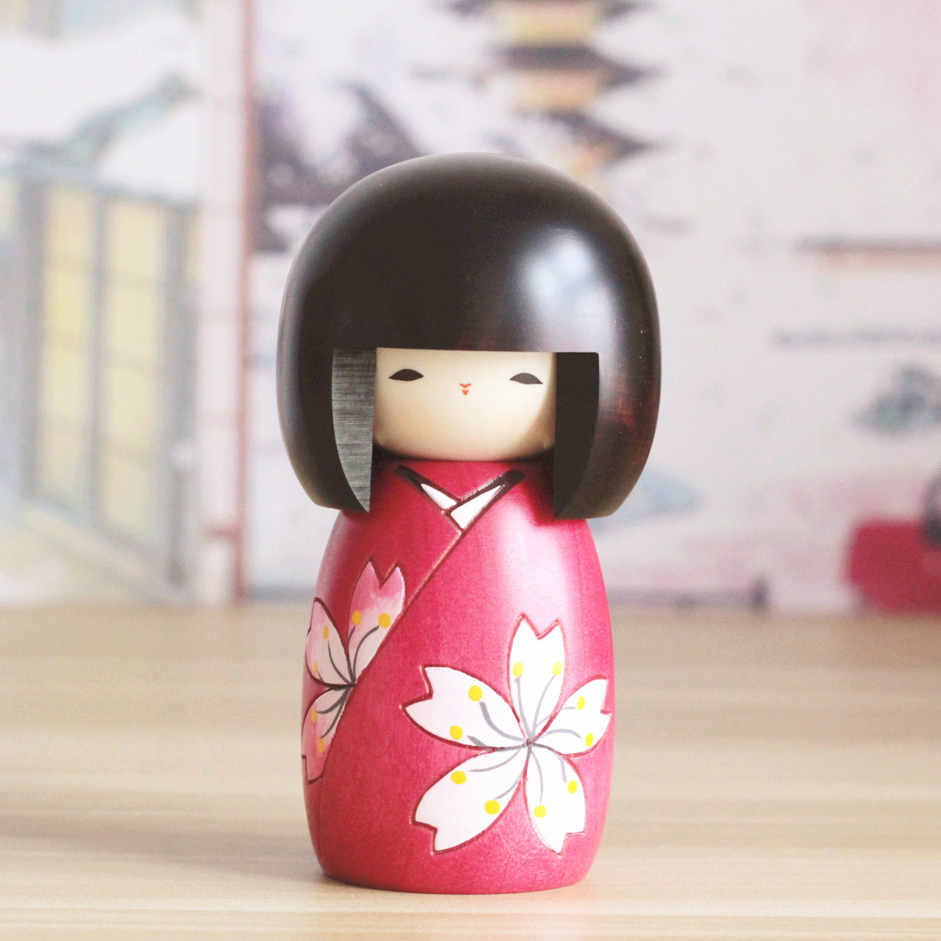 卯三郎和服女娃木头日本传统工艺品京都原装进口正品代购汽车摆件