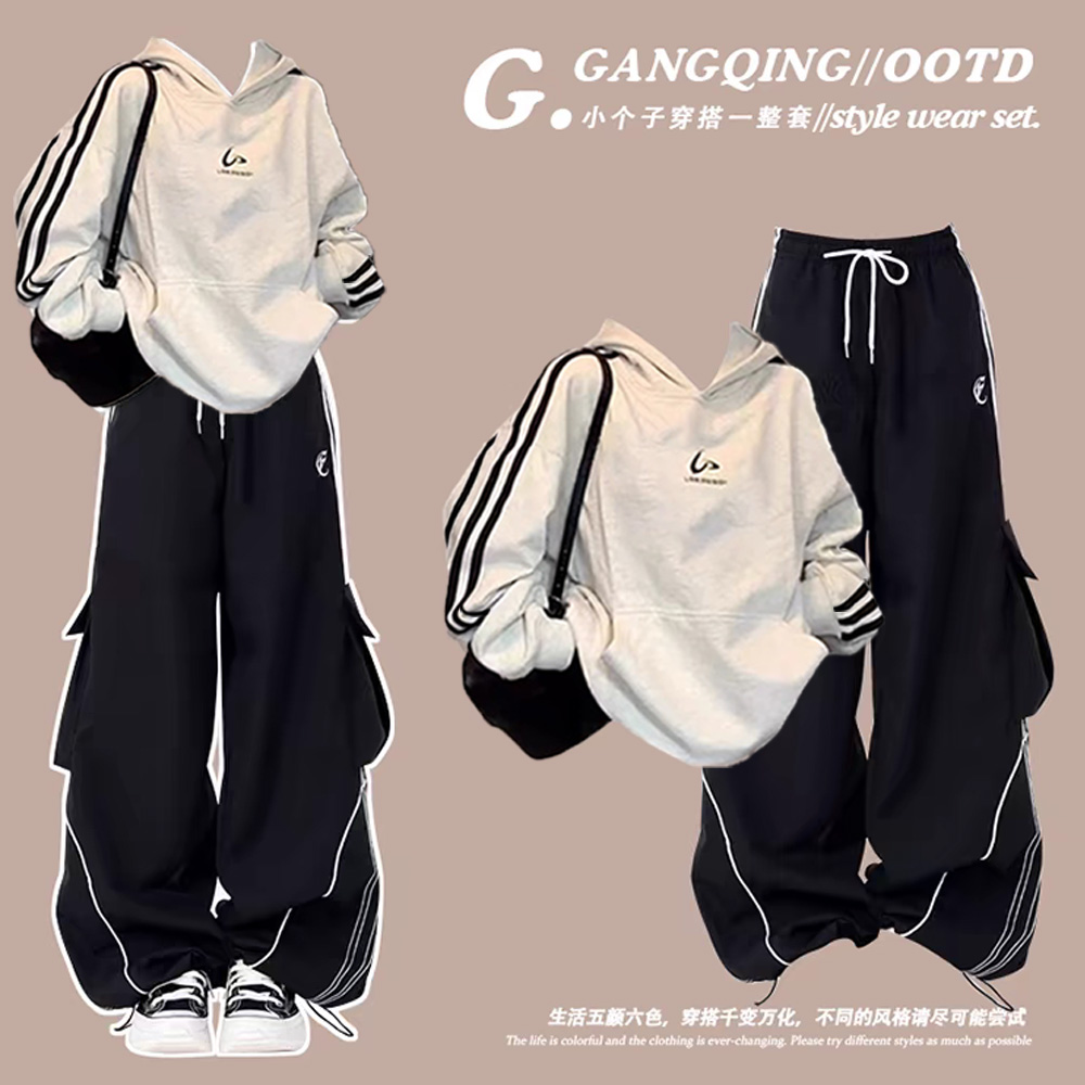 韩系高级感穿搭卫衣套装设计感