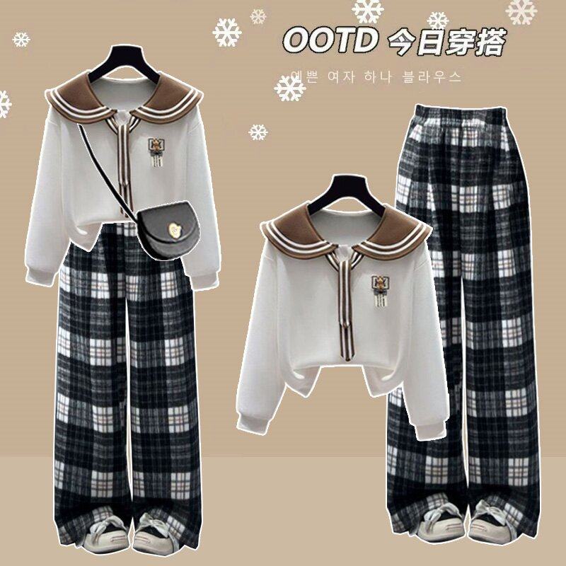 潮流设计感百搭宽松海军领设计卫衣搭配垂感复古休闲宽松阔腿裤,女装/女士精品,时尚套装,淘宝优惠券,粉丝福利购,淘宝优惠卷