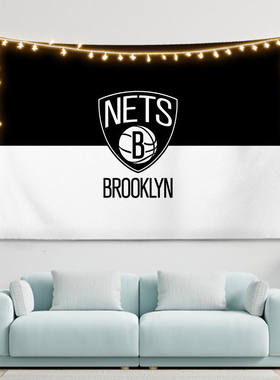NBA篮球队标背景布篮网队徽标志logo墙布寝室宿舍训练馆装饰挂布