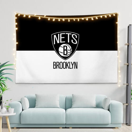 NBA篮球队标背景布篮网队徽标志logo墙布寝室宿舍训练馆装饰挂布