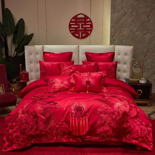 新中式长绒棉四件套高档床品