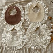 超美 韩系ins婴儿围嘴公主花边百搭宝宝口水巾防水柔软亲肤华夫格