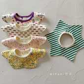 特价 韩系宝宝纯棉围嘴360度可旋转防吐奶口水巾婴儿圆形围兜男女