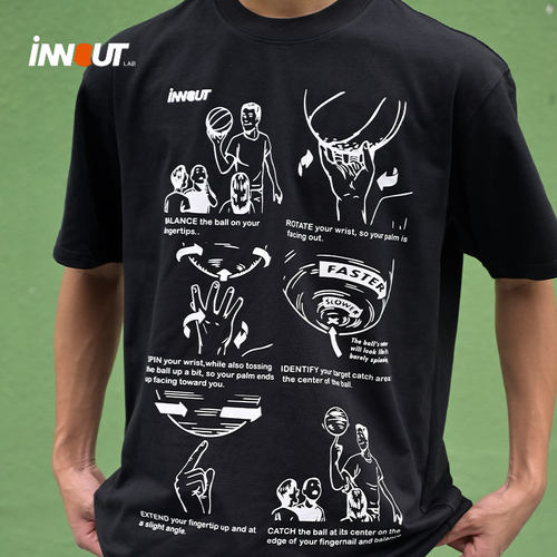 INNOUT LAB运动短袖转球印花tee宽松篮球超正版型圆领休闲潮流T恤