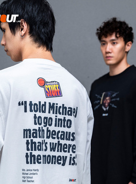 INNOUT LAB原创潮流篮球飞人休闲圆领长袖宽松训练投篮印花T恤男