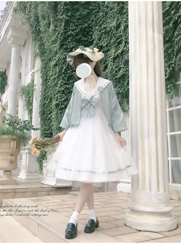 Walnut JK [Bihai Jiao Yue] Инь Ян Ши Йиньин Ибуя Куки Летнее платье, перья тканая юбка