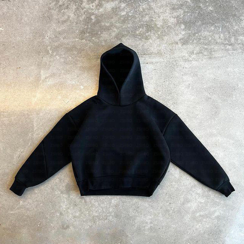 Fashion Y2K Skateboard Street Double Mouth Embroider Loose Hoodie Loose Sweatshirt Solid Color Hoodie