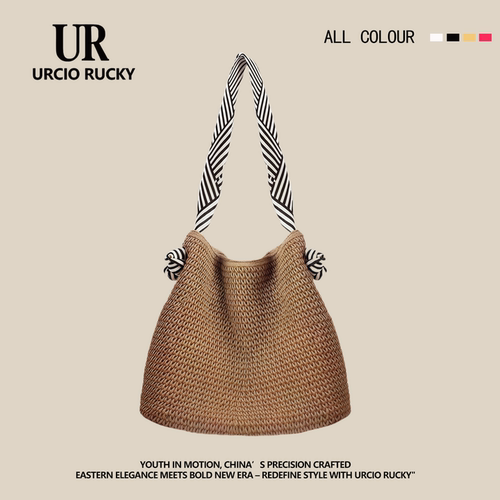 URCIO RUCKY日本同款大容量草编包包女海边度假编织包通勤托特包