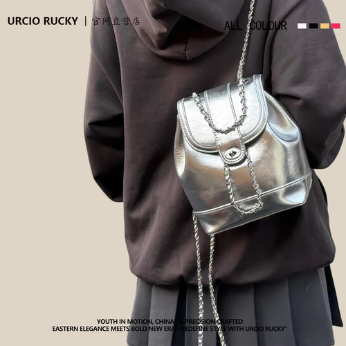 URCIO RUCKY品牌小香风双肩包包女2025新款时尚韩国链条旅行包