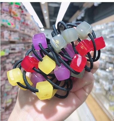 韩国发饰GRAIN de BEAUTE糖果色小方块少女儿童宝宝扎头发绳发圈