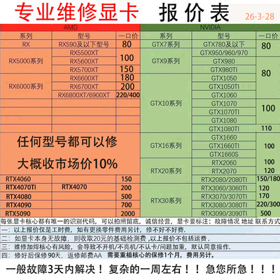 显卡维修修显卡花屏死机黑屏