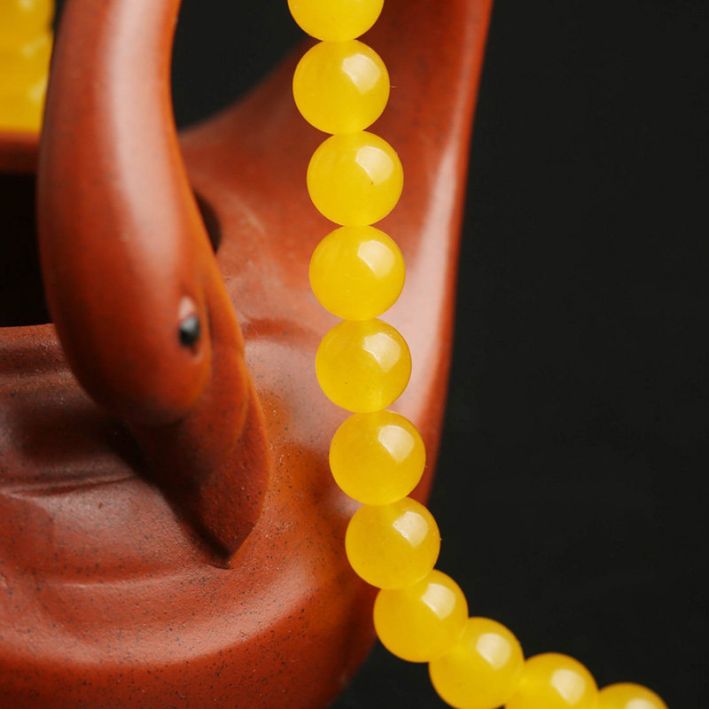 Vòng tay đá chalcedony màu vàng tự nhiên, vòng tay hạt đơn, phụ kiện hạt rời, vòng tay thủ công mã não diy, phụ kiện vòng tay