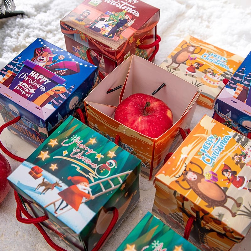 圣诞节礼物平安夜苹果礼盒平安果包装盒儿童小礼品袋糖果盒子纸盒