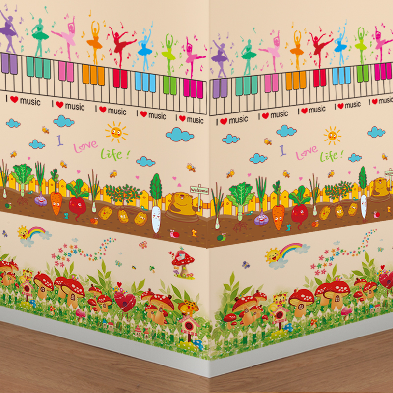 墙贴纸贴画卧室装饰儿童房墙面创意幼儿园墙边3D立体墙画自粘墙纸