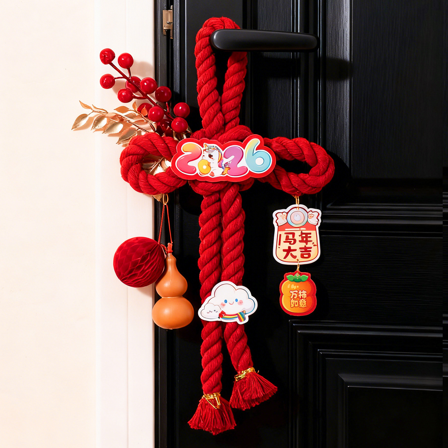 2026马年新年贺年挂饰新款万字结门挂春节过年装饰品场景布置挂件