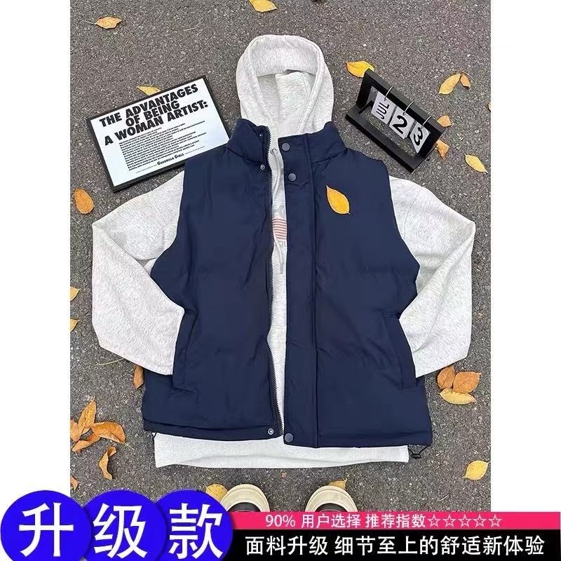 藏蓝色美式羽绒马甲男款秋冬