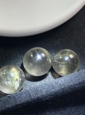 同料出无任何优化老矿福利天然水晶顺发猫眼淡绿发晶绿兔毛单珠