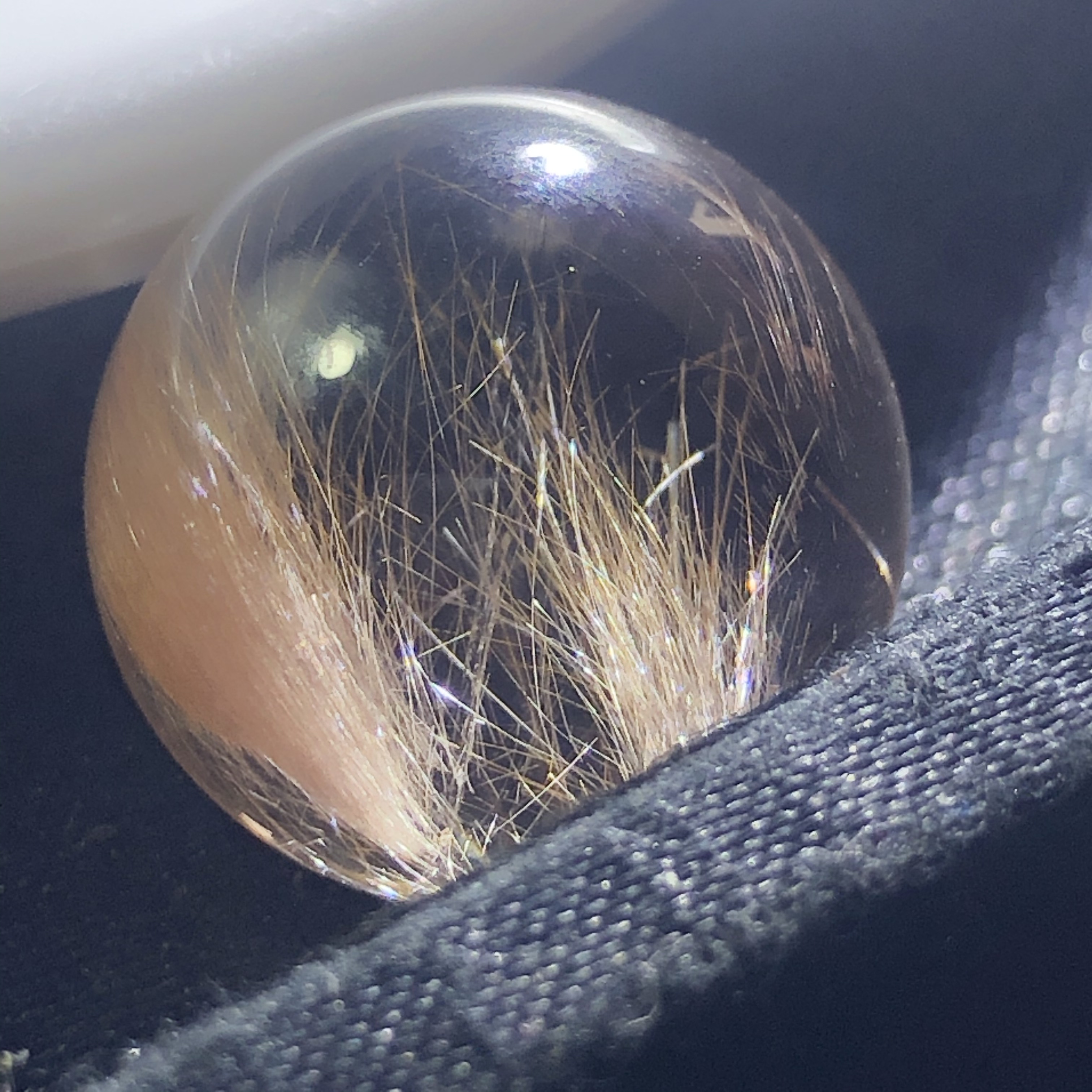 18mm无任何优化稀有矿天然水晶钢丝发晶兔毛发单珠 一簇即发
