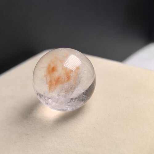 21㎜亏本大漏天然水晶橘色兔毛单珠