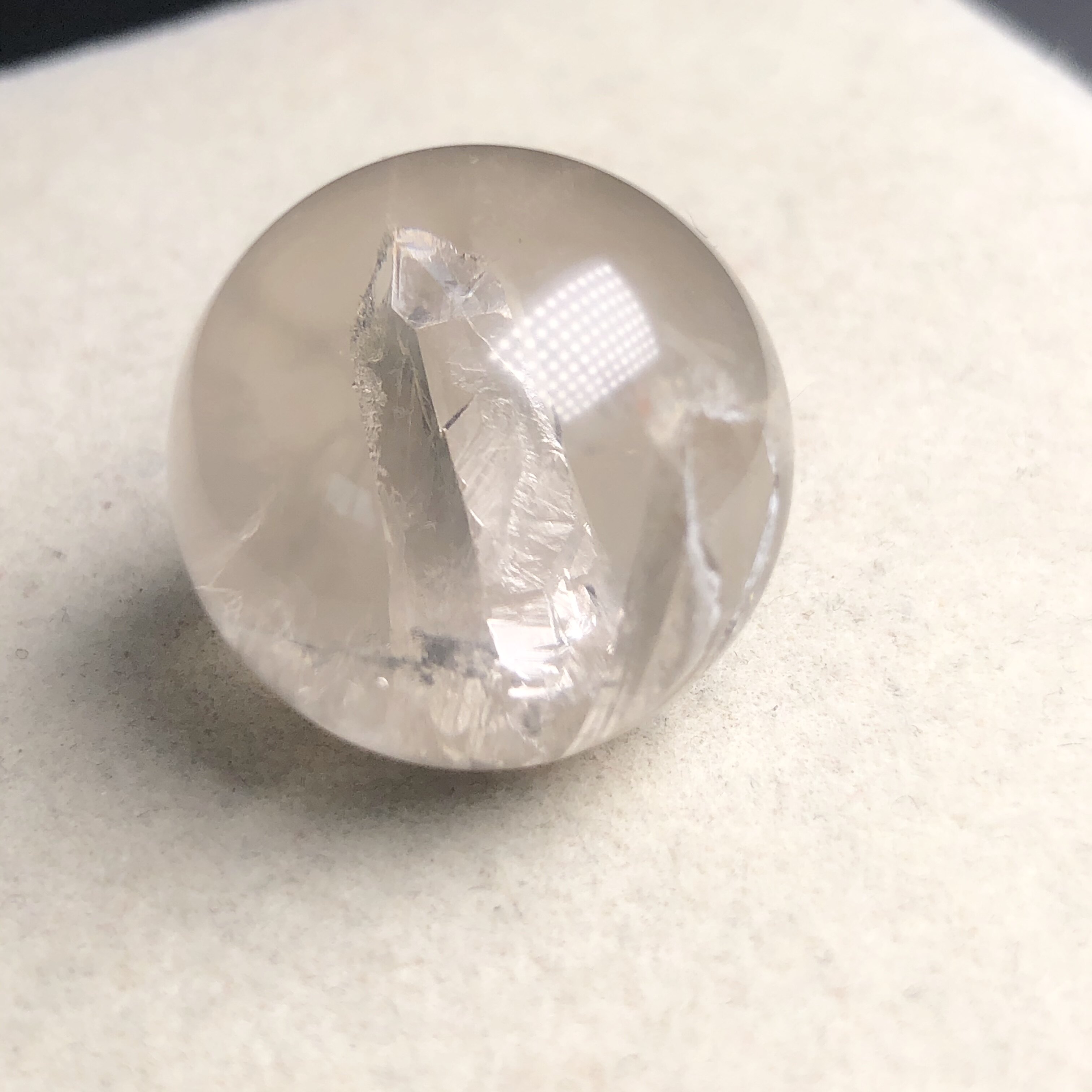 20mm无任何优化天然兔毛水晶包裹立体超级大柱子晶中晶单珠图片