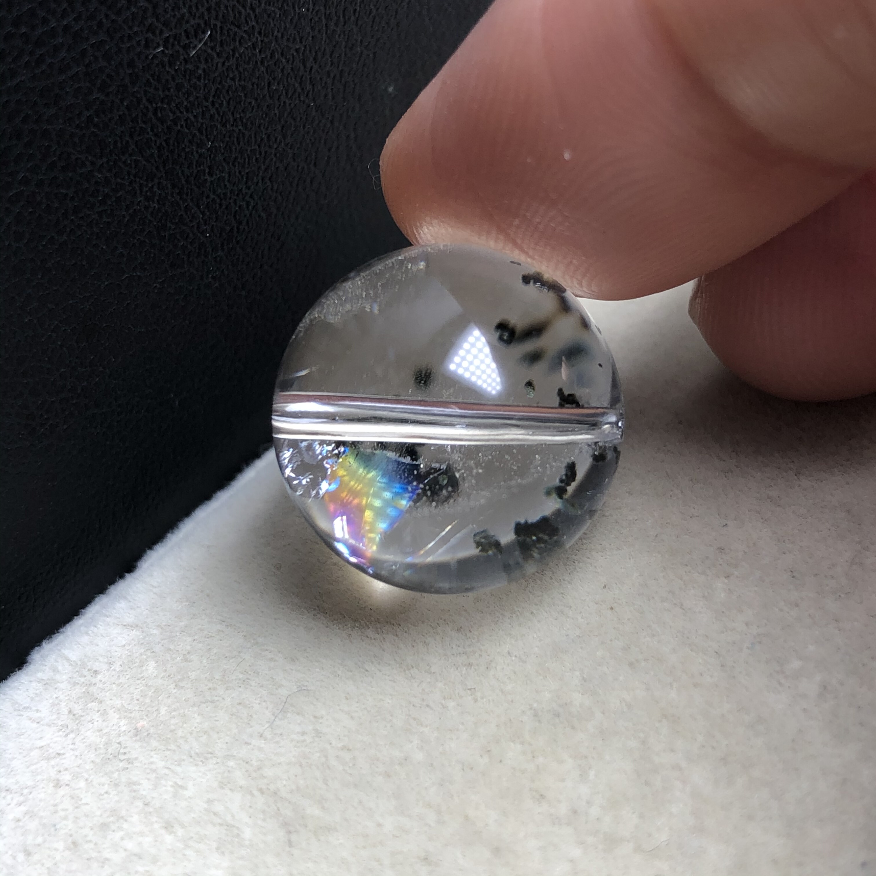 16mm大漏福利没有任何优化注胶天然彩虹幽灵单珠水晶配饰已经打孔