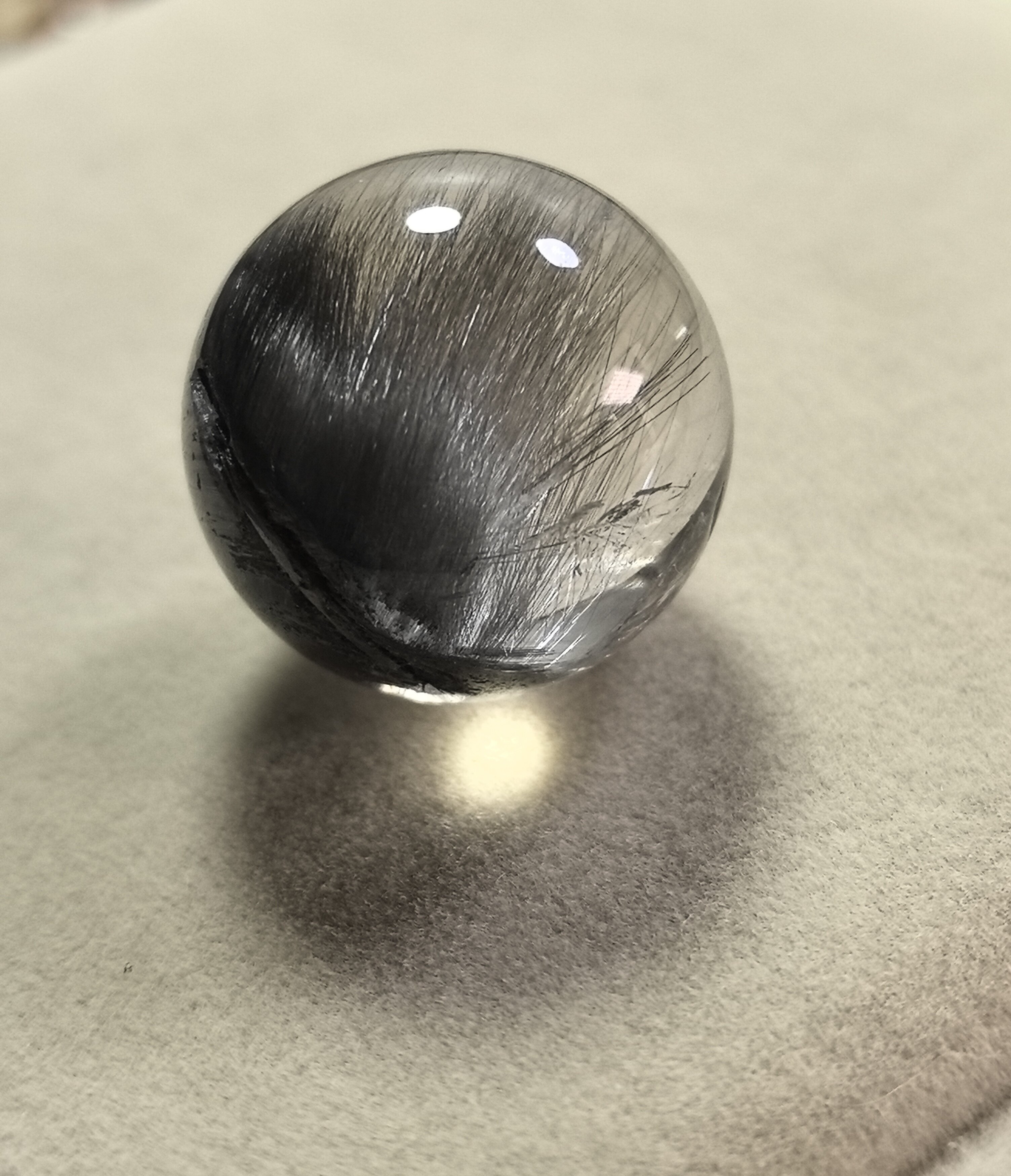 19.5㎜无任何优化和入胶大漏巴西天然猫眼黑银钛晶花单珠八方来财