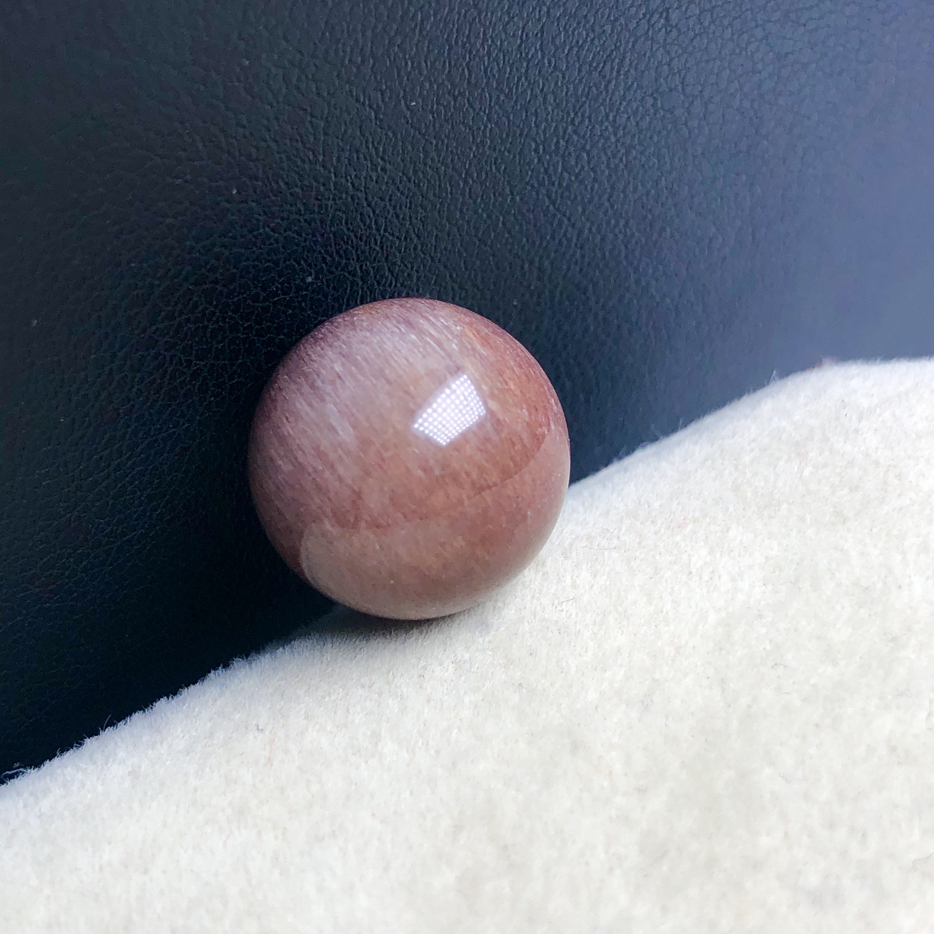 14mm(无任何优化和注胶)稀有老矿天然顺发猫眼紫兔毛单珠