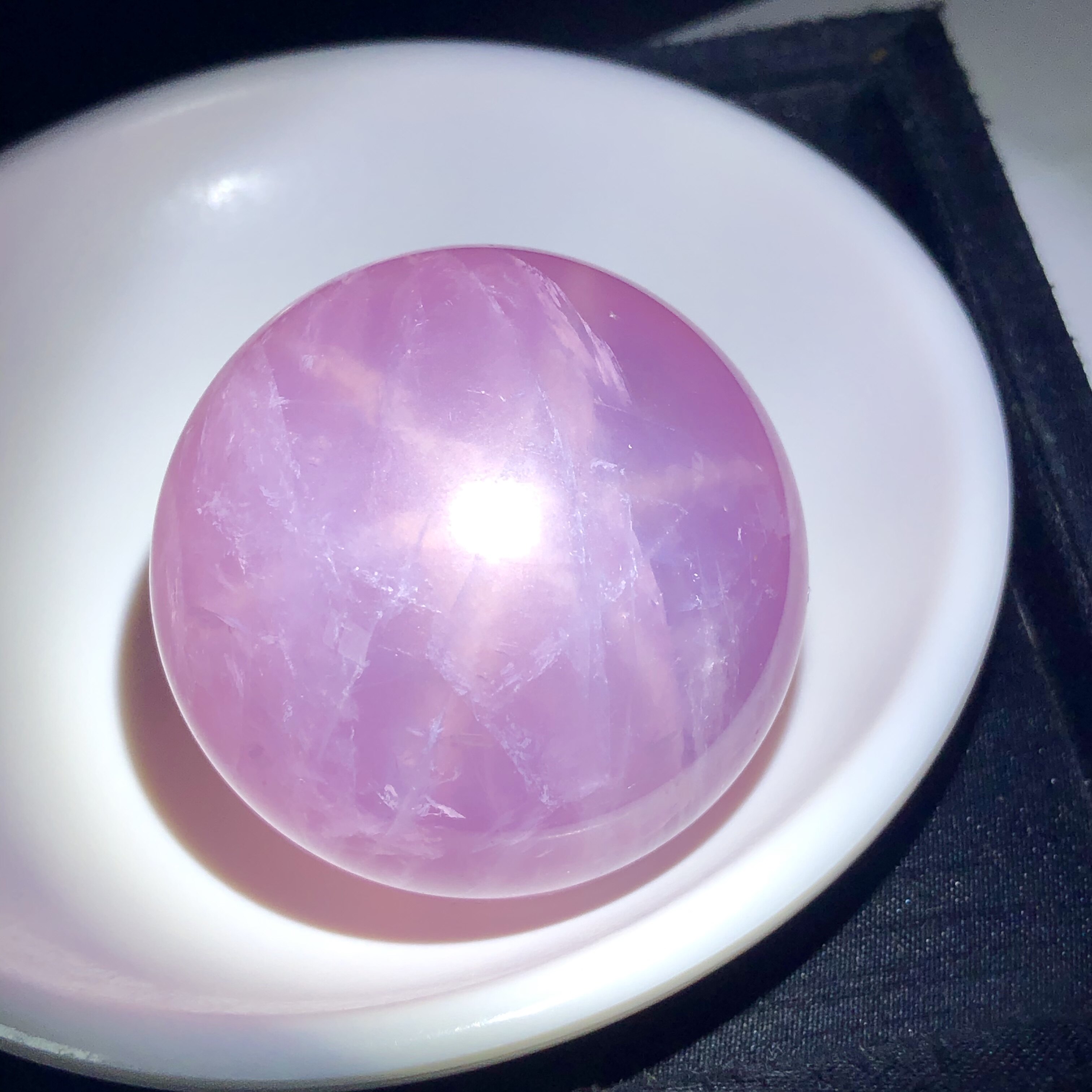 老矿紫粉星光粉晶水晶球摆件