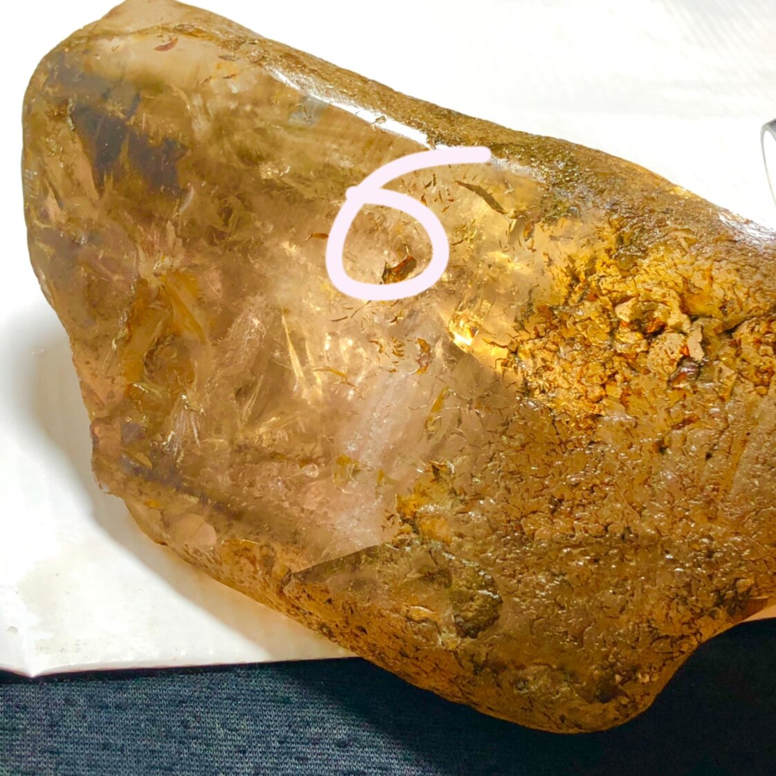 老矿原皮水晶原石蓝针有水胆