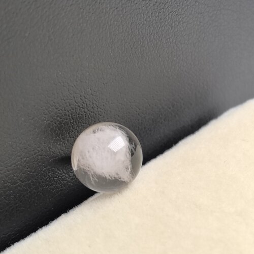 9.8㎜没有任何优化注胶精美天然白兔毛聚宝盆水晶单珠