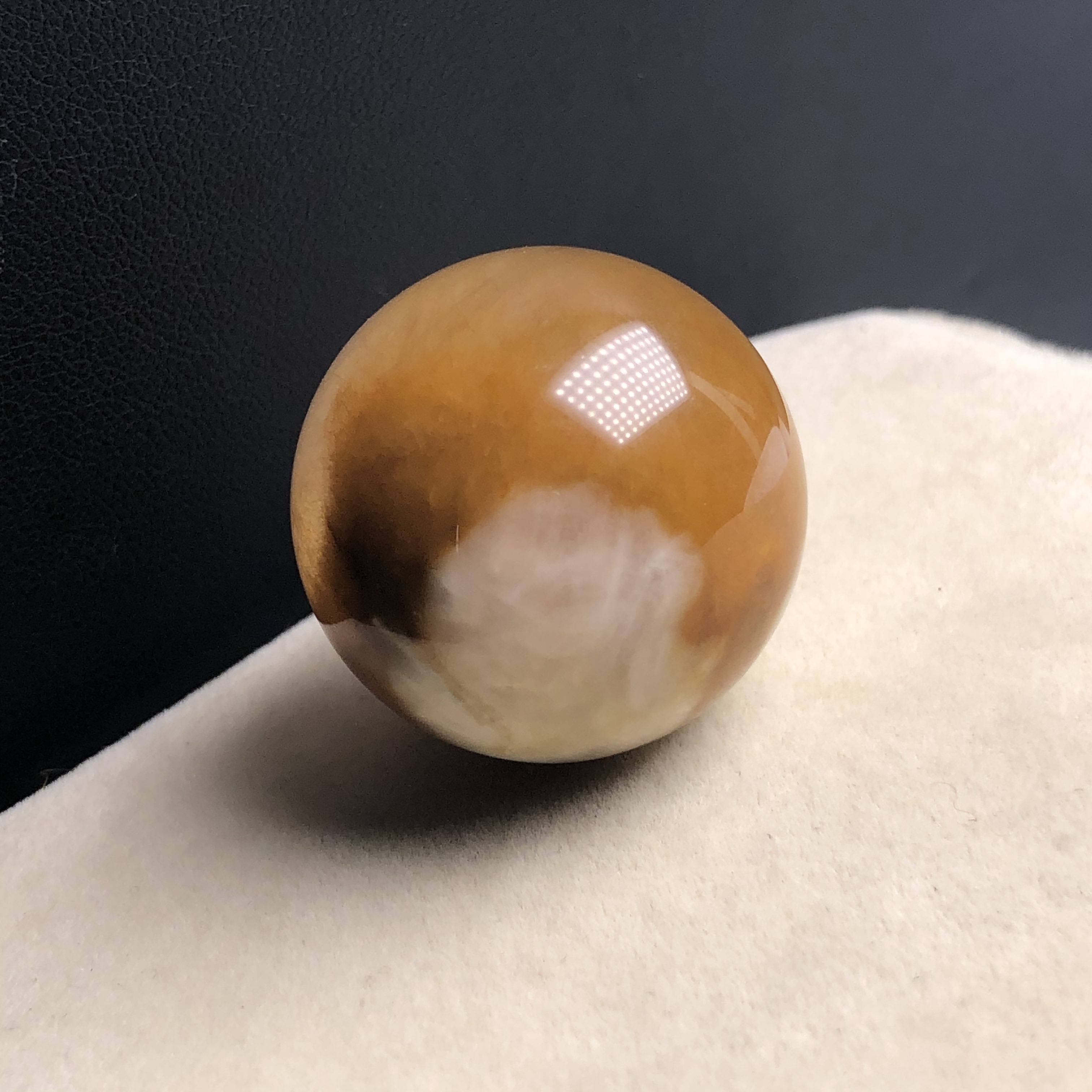 (26.5mm)天然水晶双色黄白兔毛单珠吊坠