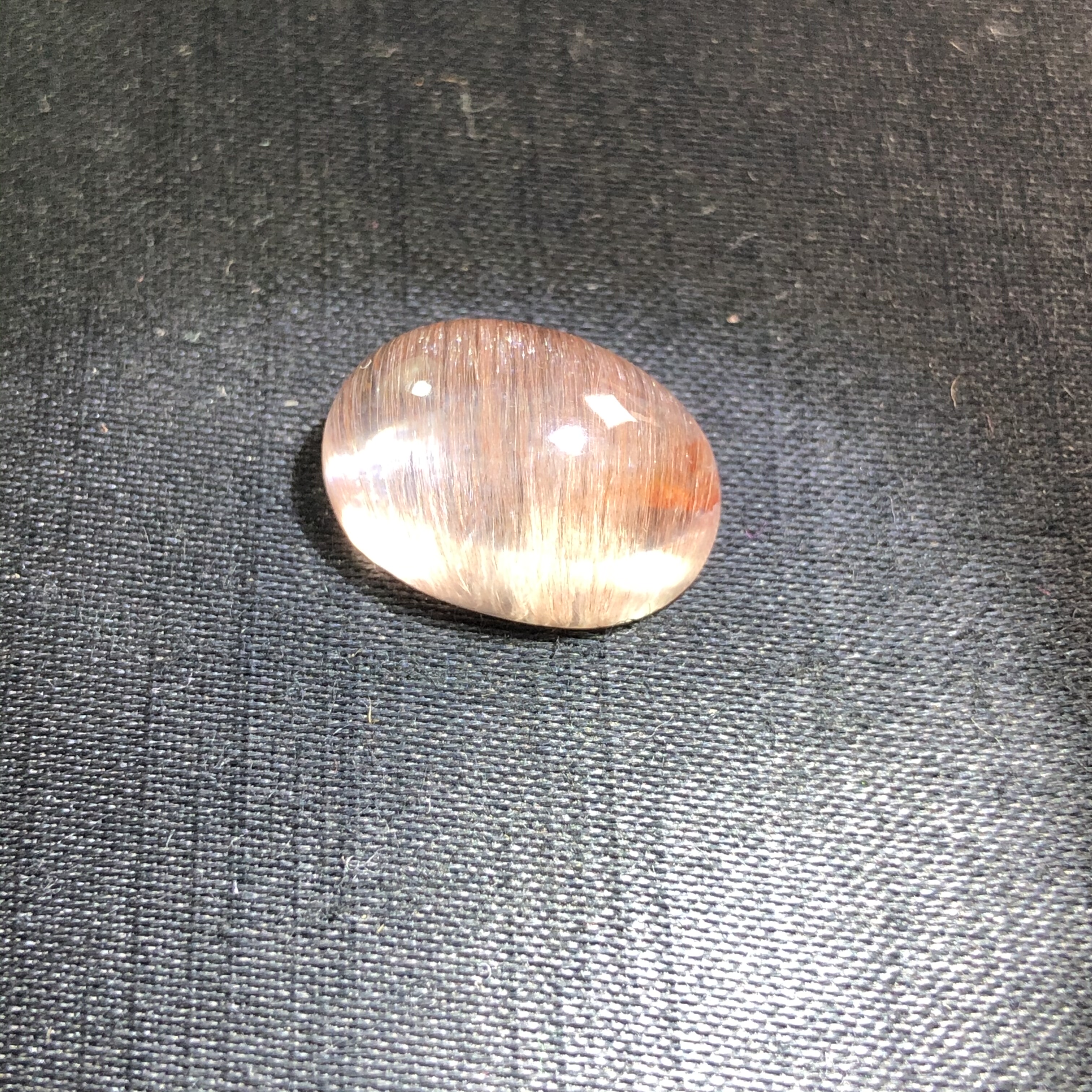 巴西老矿天然水晶全顺丝光猫眼粉钢丝发晶红色彩虹云母蛋面