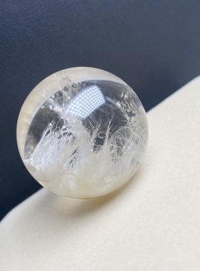 29.3mm无任何优化收藏款老矿福利天然卷毛白兔毛共生矿石单珠