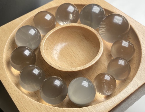 老矿同料出稀有高级感天然冰透灰兔毛单珠配套