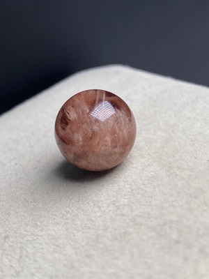 15.2mm(没有任何优化注胶)老矿天然卷毛粉红兔毛单珠水晶已打孔