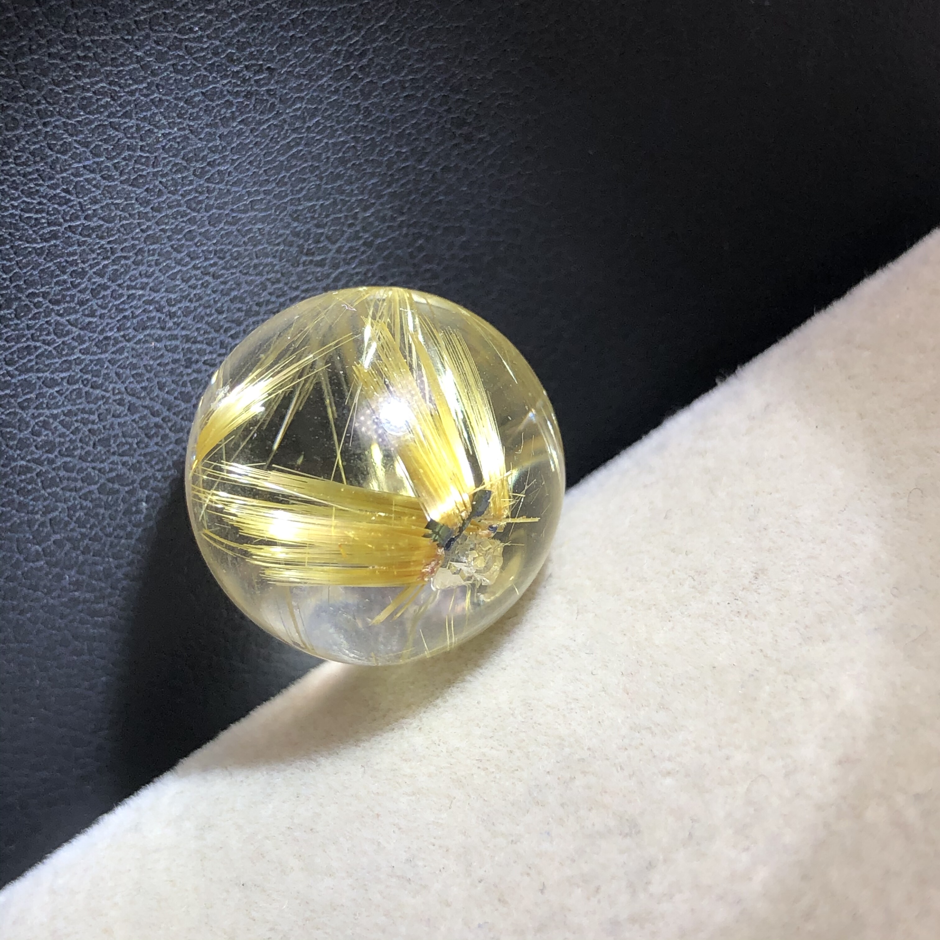 16.6毫米只做原矿无任何优化天然猫眼钛晶花单珠