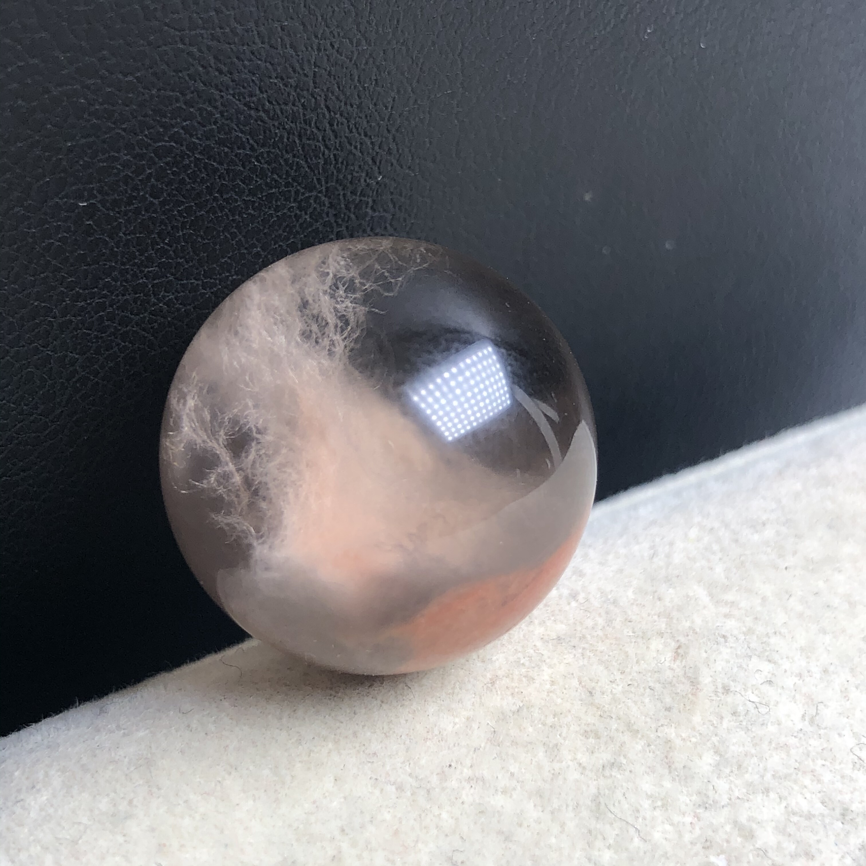 (19.4mm)特价款老矿料天然粉红兔毛单珠卷毛 落霞
