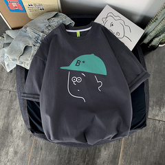 Summer cartoon printing short sleeve T-shirt couple loose trend mix and match half sleeve