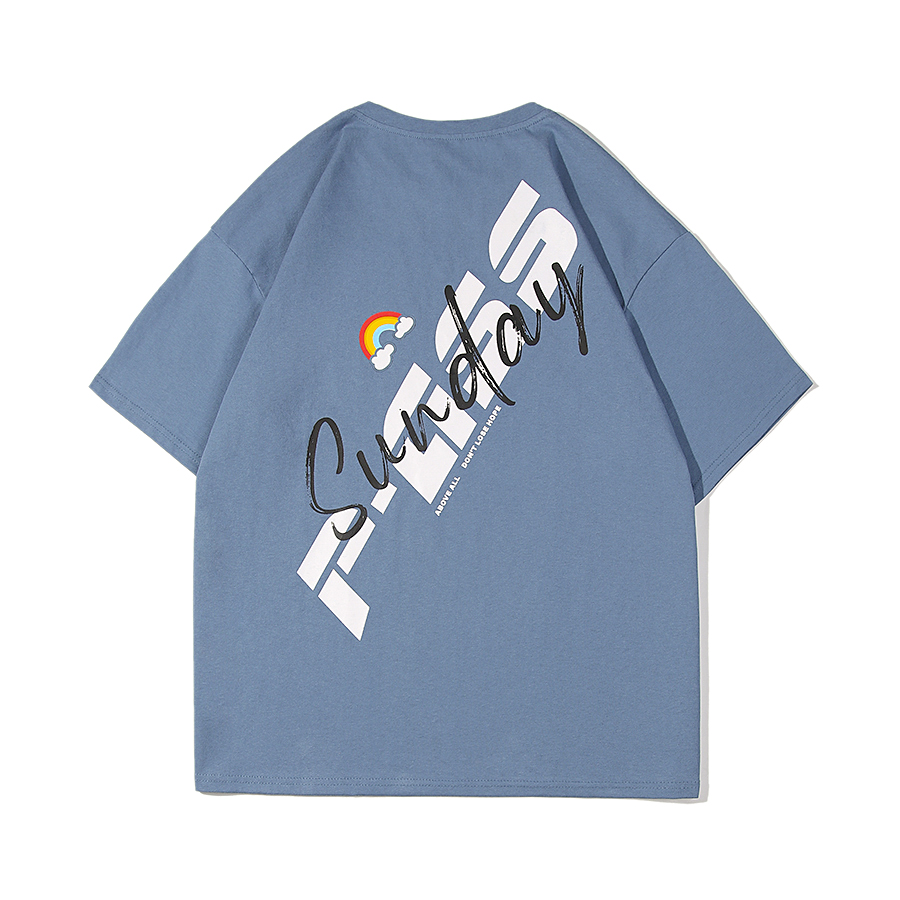 Summer letter print T-shirt trendy loose ruffian round neck short sleeve