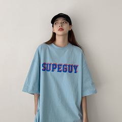 Letter print short sleeve loose Korean fashion yuansufeng couple T-shirt